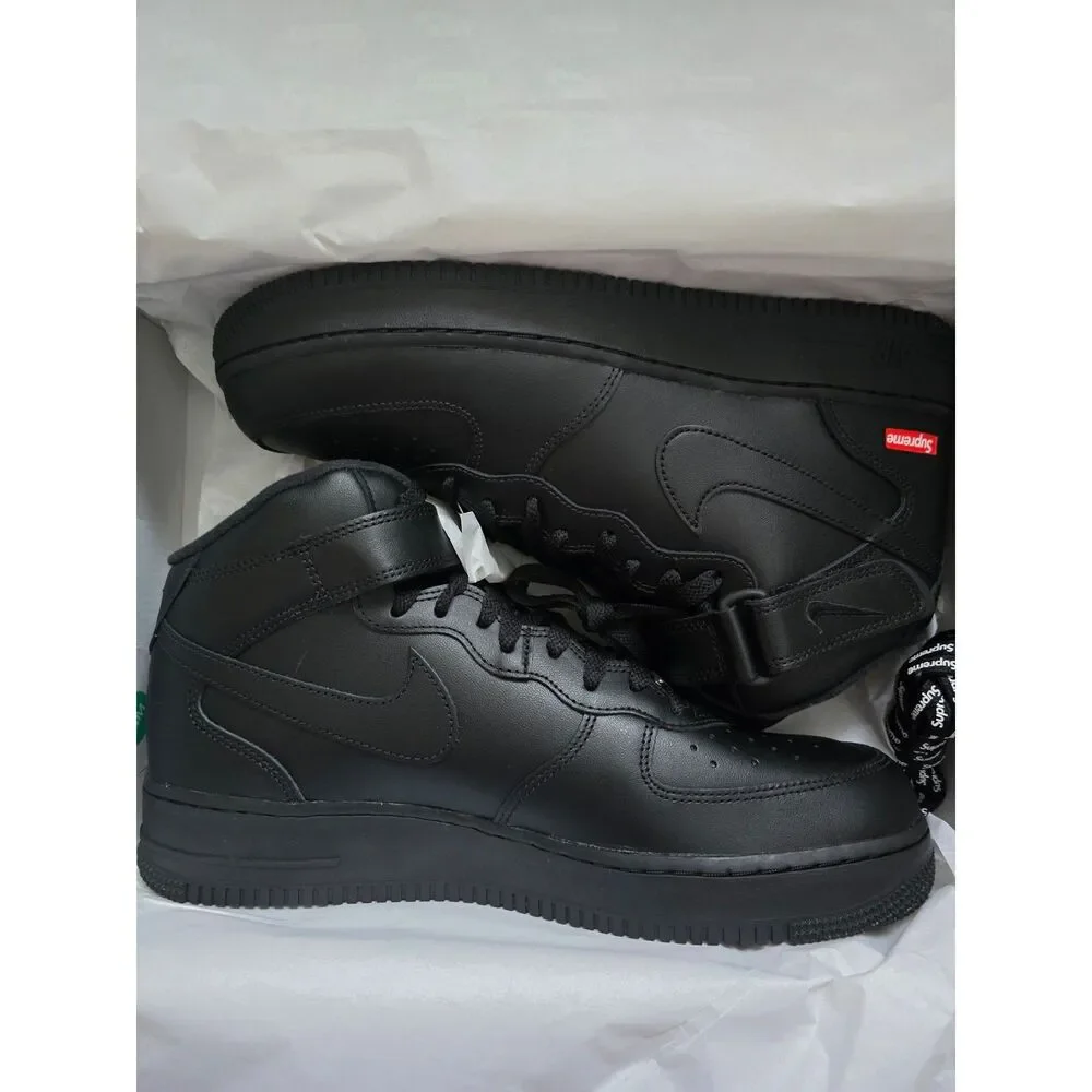 Supreme Air Force 1 Mid Black Mini Box Logo Sneakers Mens 11 NWT DS OG